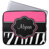 Zebra-Druck-Rosa-Monogrammlaptop Kasten Laptopschutzhülle (Vorderseite)