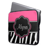 Zebra-Druck-Rosa-Monogrammlaptop Kasten Laptopschutzhülle (Vorderseite Links)