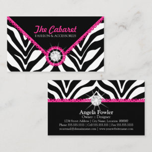 Zebra Druck Rosa Spitze und Diamant Visitenkarte