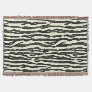 Zebra-Druck-Schwarz-Beige beunruhigtes Vintages Decke