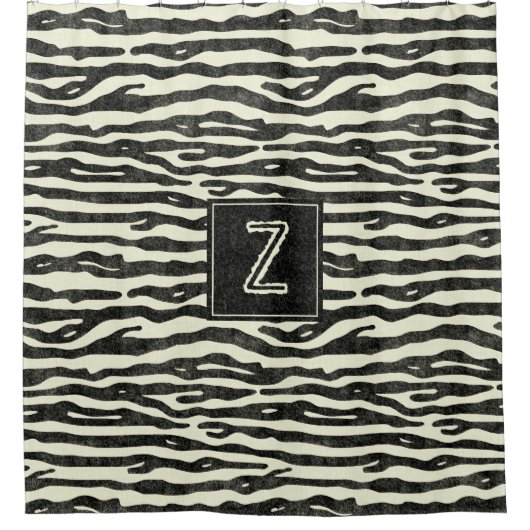 Zebra-Druck-Schwarz-gestreiftes Duschvorhang (Vorderseite)
