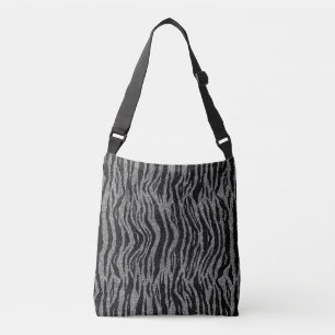 Zebra Druck Schwarz und Grau Silber Tragetaschen Mit Langen Trägern