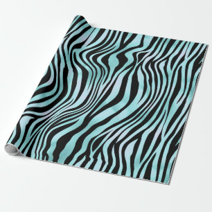 Zebra-Druck Schwarz und Türkis Geschenkpapier