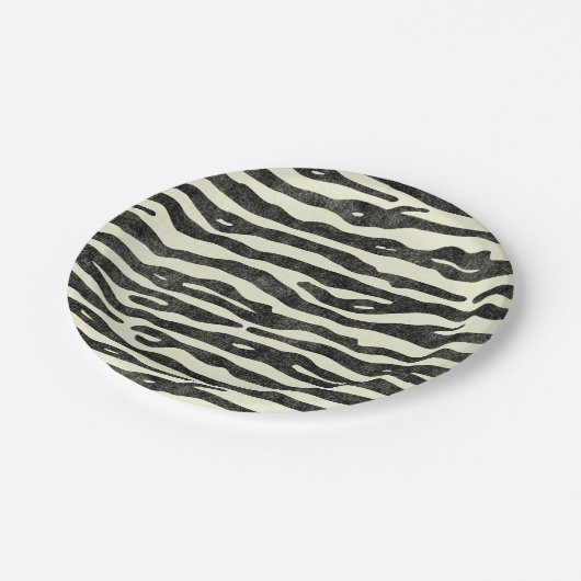 Zebra-Druck-Schwarzes Ecru gestreiftes Pappteller (Schrägansicht)