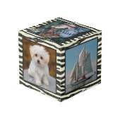 Zebra-Druck-Schwarzes Stripes quadratische Fotos Würfel (Rückseite Schrägansicht)