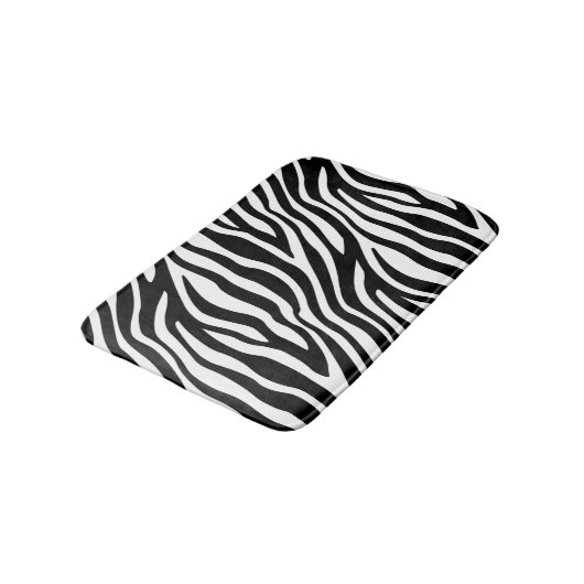 Zebra-Druck-Schwarzweiss-Streifen-Muster Badematte (Schrägansicht)
