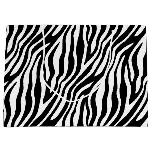 Zebra-Druck-Schwarzweiss-Streifen-Muster Große Geschenktüte