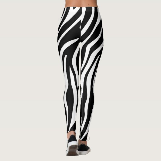 Zebra-Druck-Schwarzweiss-Streifen-Muster Leggings (Rückseite)