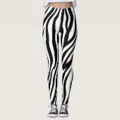 Zebra-Druck-Schwarzweiss-Streifen-Muster Leggings (Vorderseite)