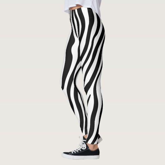 Zebra-Druck-Schwarzweiss-Streifen-Muster Leggings (Links)