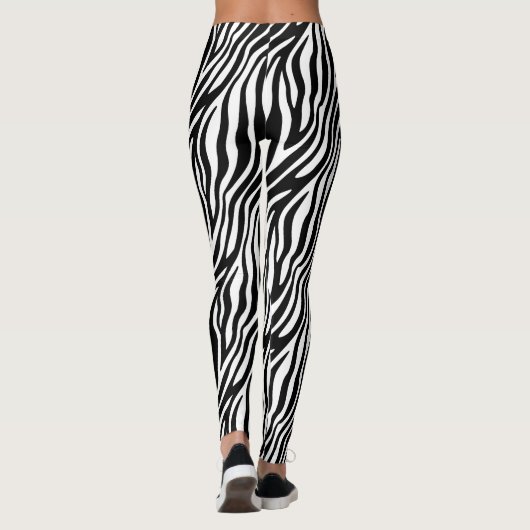 Zebra-Druck-Schwarzweiss-Streifen-Muster Leggings (Rückseite)