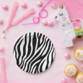 Zebra-Druck-Schwarzweiss-Streifen-Muster Pappteller (Party)