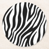Zebra-Druck-Schwarzweiss-Streifen-Muster Runder Pappuntersetzer (Vorderseite)