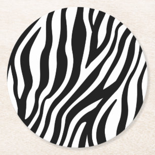 Zebra-Druck-Schwarzweiss-Streifen-Muster Runder Pappuntersetzer