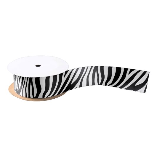Zebra-Druck-Schwarzweiss-Streifen-Muster Satinband (Spule)