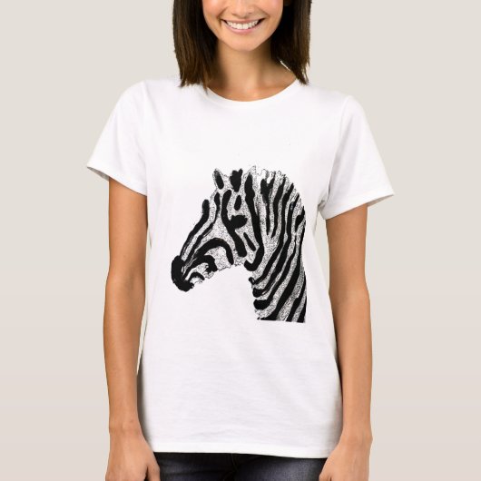 Zebra-Druck-Schwarzweiss-Streifen T-Shirt (Vorderseite)