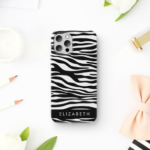 Zebra Druck, Streifen, Schwarz Und Weiß, Ihr Name iPhone 16 Hülle