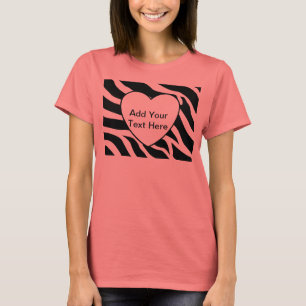 Zebra-Druck Stripes weißes Herz T-Shirt