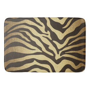 Zebra Druck Tierfelle Fell Modern Glamour Gold Badematte