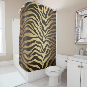 Zebra Druck Tierhaut Druck Modern Glamour Gold Duschvorhang
