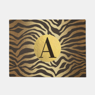 Zebra Druck Tierhaut Modern Glamour Gold Chic Fußmatte