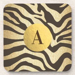Zebra Druck Tierhäute Haut Modern Glamour Gold Untersetzer