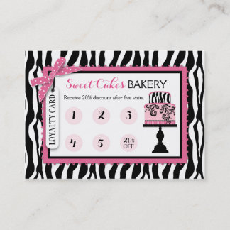 Zebra-Druck-Torte-Bäckerei-Geschäft-Treuekarte Treuekarte