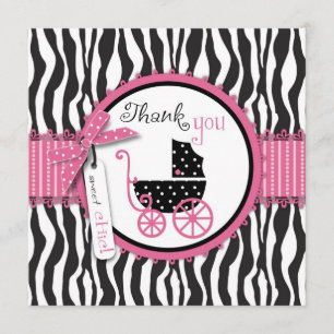 Zebra-Druck u. Kinderwagen danken Ihnen Dankeskarte