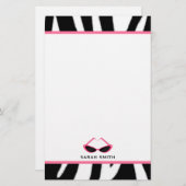 Zebra-Druck u. Retro rosa Sonnenbrille Briefpapier (Vorne/Hinten)