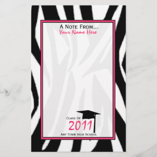 Zebra-Druck u. rosa Abschluss-Briefpapier - 2011 Briefpapier
