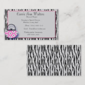 Zebra-Druck u. rosa Handtaschen-Mode-Visitenkarte Visitenkarte (Vorne/Hinten)