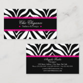 Zebra-Druck u. rosa Spitze elegant Visitenkarte (Vorne/Hinten)