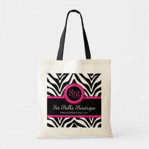Zebra-Druck u. rosa Spitze-Monogramm Tragetasche