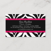 Zebra-Druck u. rosa Spitze-Monogramm Visitenkarte (Rückseite)
