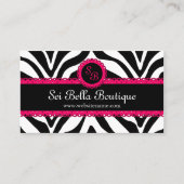 Zebra-Druck u. rosa Spitze-Monogramm Visitenkarte (Vorderseite)