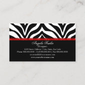 Zebra-Druck u. rote Spitze elegant Visitenkarte (Rückseite)