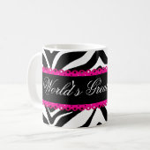 Zebra-Druck u. Spitze der Welt bestster die Mama Kaffeetasse (Vorderseite Links)