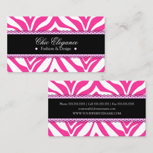 Zebra-Druck u. Spitze elegant Visitenkarte (Vorne/Hinten)