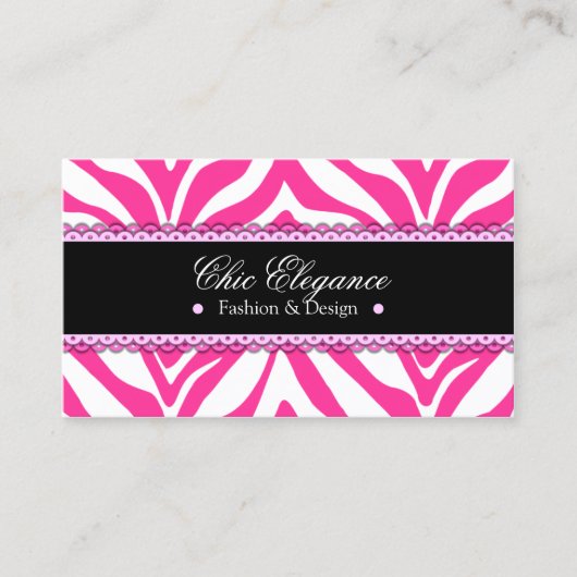 Zebra-Druck u. Spitze elegant Visitenkarte (Vorderseite)