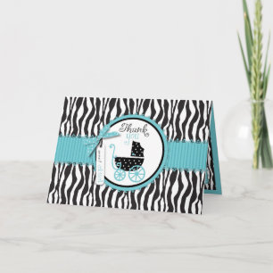 Zebra-Druck und Kinderwagen danken Ihnen Dankeskarte