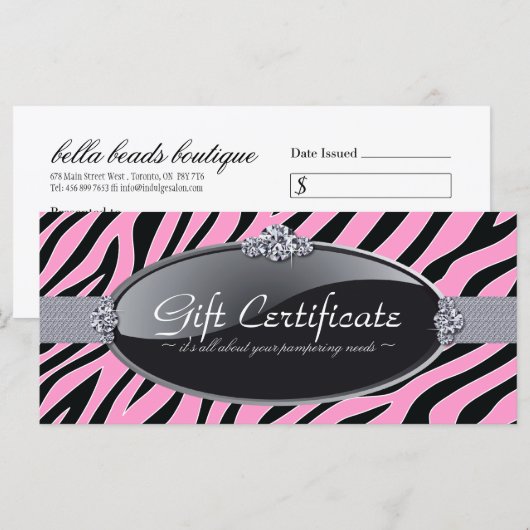 ZEBRA DRUCKGESCHENKE-BESCHEINIGUNG (Vorne/Hinten)