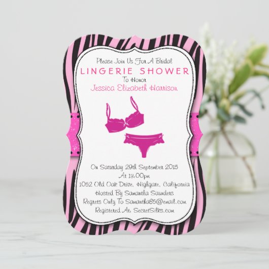 Zebra Druckhalterung Fingerabdruckdusche schwarz-r Einladung (Stehend Vorderseite)