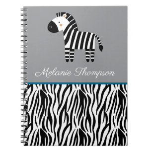 Zebra-Druckmuster mit individuellem Namen  Notizblock