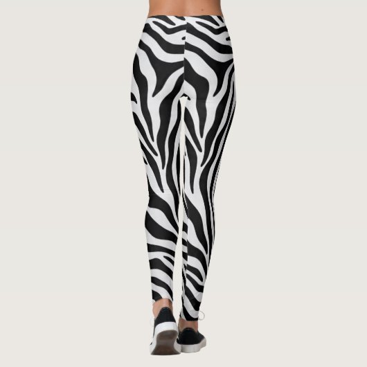 Zebra druckt schwarz-weiße Yogahose Leggings (Rückseite)