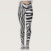 Zebra druckt schwarz-weiße Yogahose Leggings (Vorderseite)