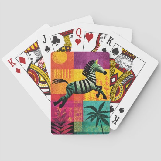 Zebra-Dschungel-Pop Spielkarten (Rückseite)