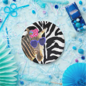 Zebra Dschungelmode moderne Mädchen Pappteller (Party)