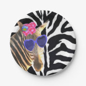 Zebra Dschungelmode moderne Mädchen Pappteller (Vorderseite)