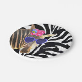 Zebra Dschungelmode moderne Mädchen Pappteller (Schrägansicht)
