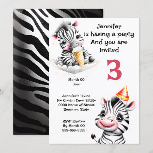 Zebra Dschungelsafari Party Wildtiere Kinder Einladung